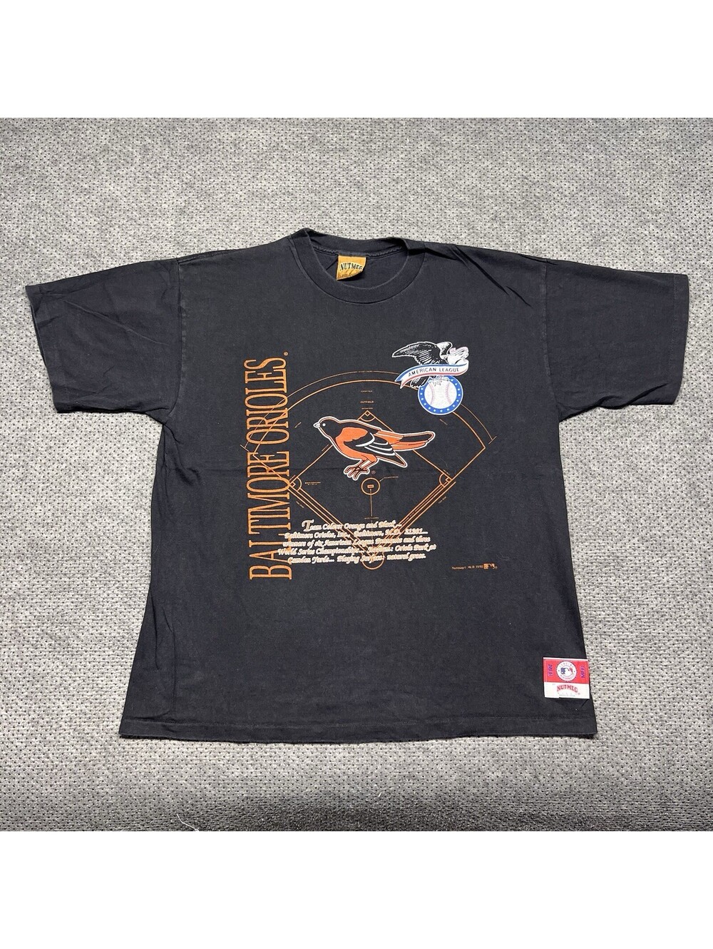 Vintage 1992 Nutmeg Baltimore Orioles T-Shirt Large Major League Baseball Mens